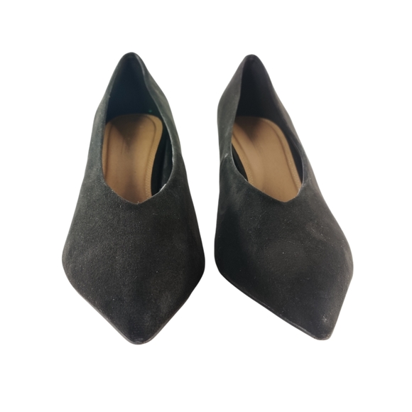 ASOS Black Faux Suede High Vamp Court Cone Heel Pumps 8 - Picture 3 of 12